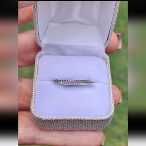 14K Rose Gold Champagne Diamond Eternity Ring Size 7.75